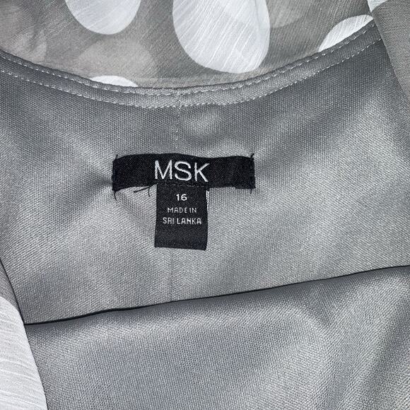 MSK Polka Dot Dress Women Size 16 Gray A Line Sleeveless Midi Length Chiffon - Picture 10 of 14